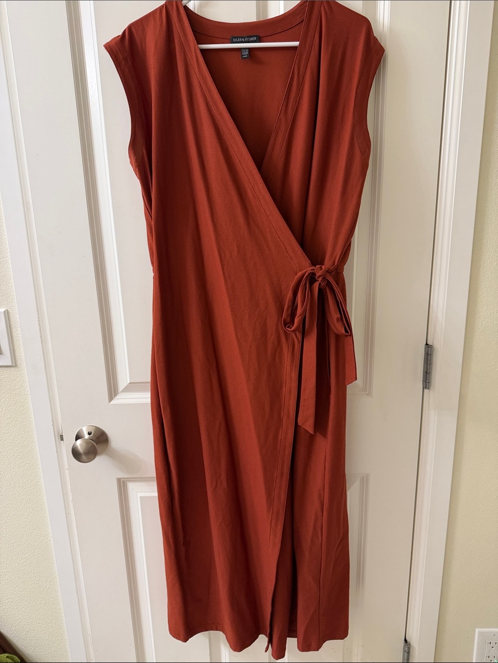 Eileen Fisher Burnt Orange Wrap Jumpsuit